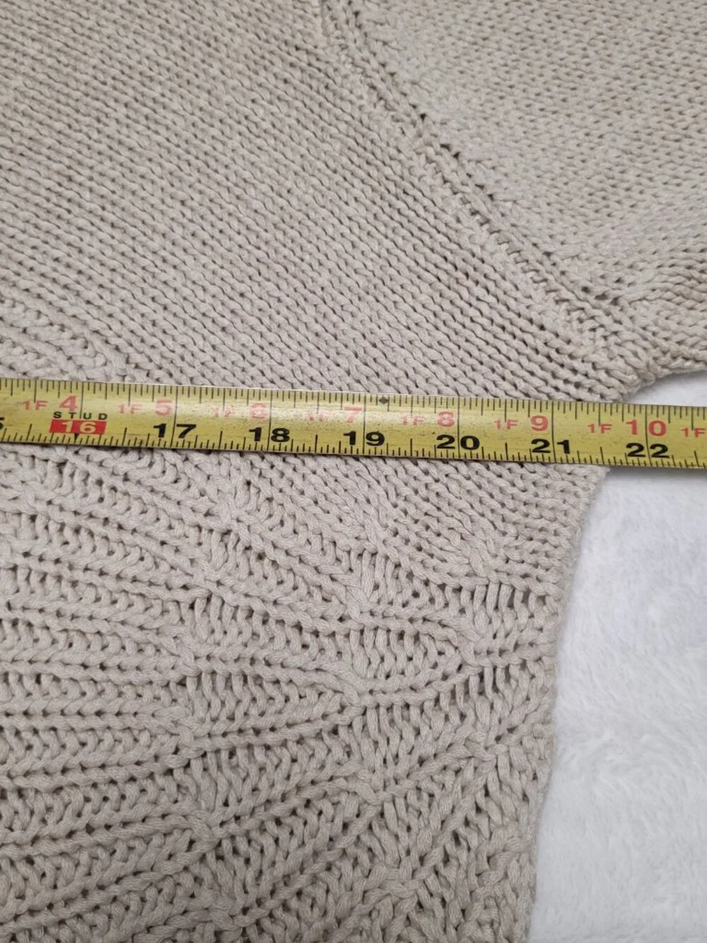 Coldwater Creek Knit Cardigan Large Beige Textured Boho Crop Cottagecore - Picture 4 of 9